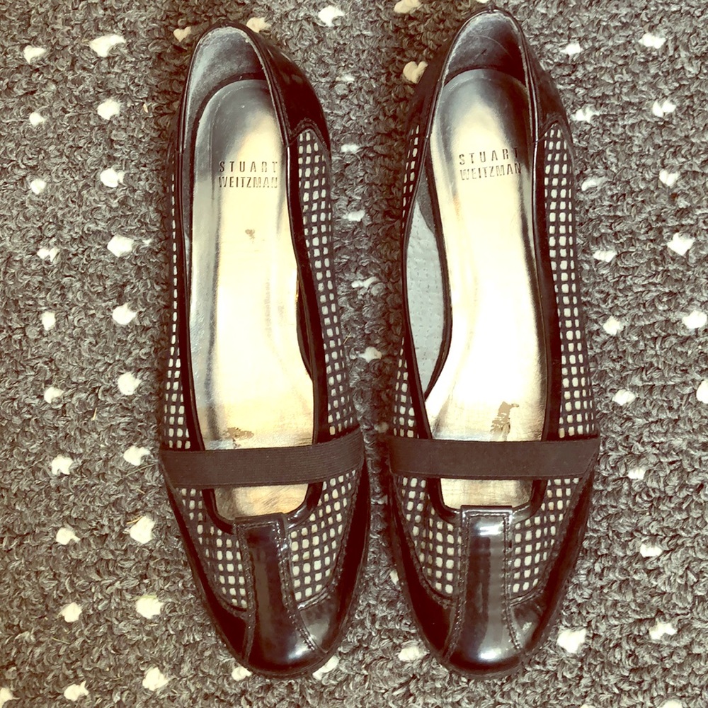 STUART WEITZMAN Black patent leather & mesh shoes